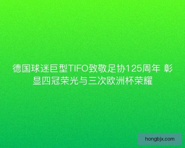 德国球迷巨型TIFO致敬足协125周年 彰显四冠荣光与三次欧洲杯荣耀 德国球迷巨型TIFO致敬足协125周年 彰显四冠荣光与三次欧洲杯荣耀