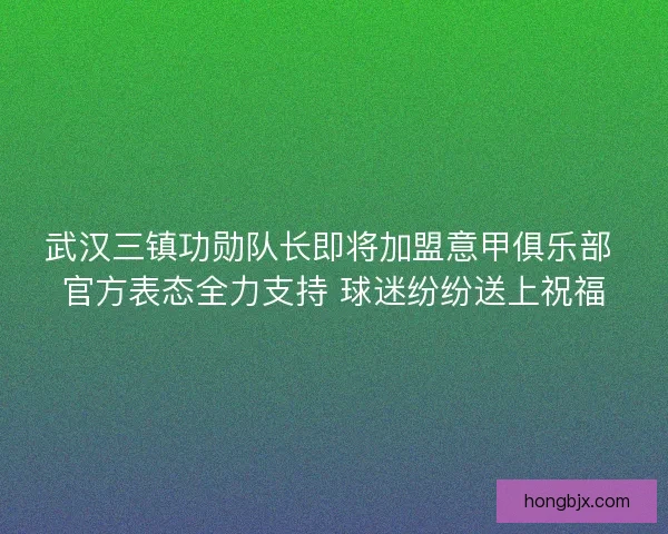 武汉三镇功勋队长即将加盟意甲俱乐部 官方表态全力支持 球迷纷纷送上祝福